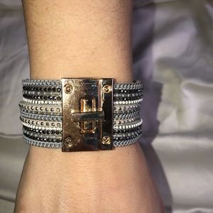 Toggle strap rhinestone cuff